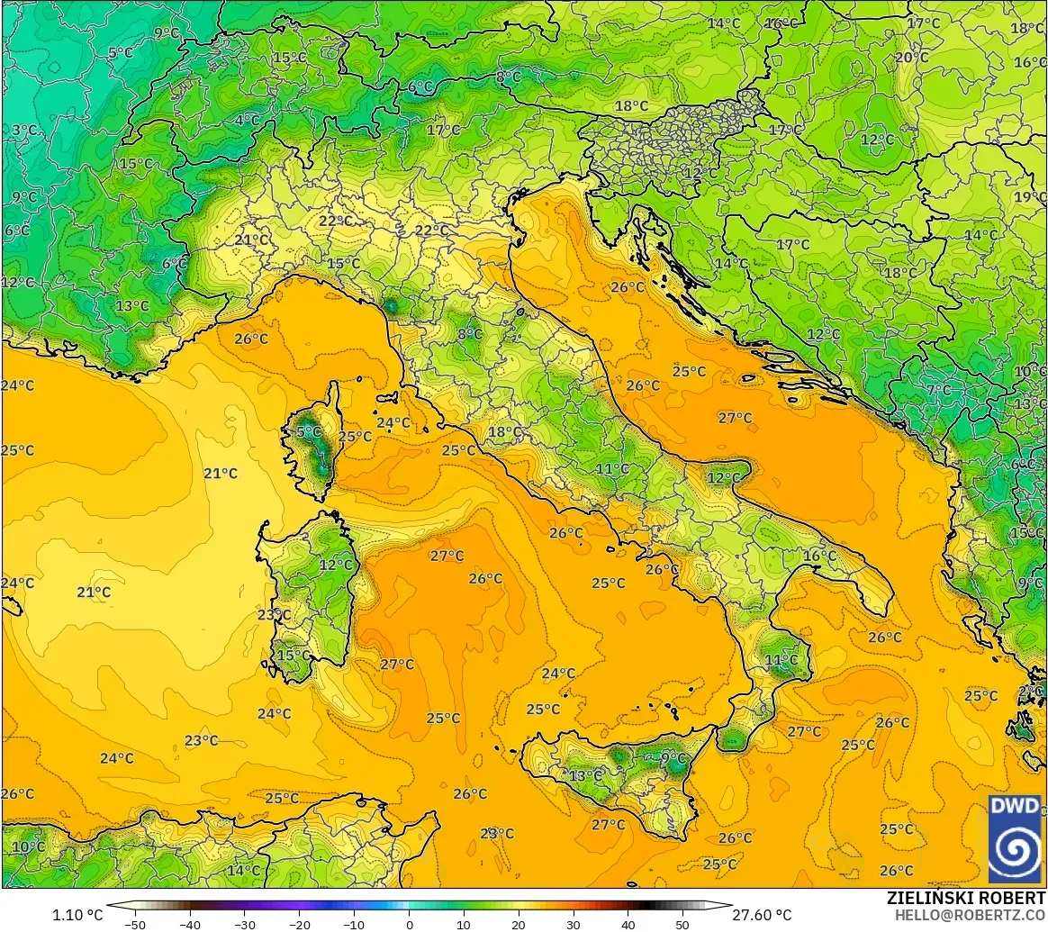 ICON modelo - Italia, Punto de rocío a 2 m