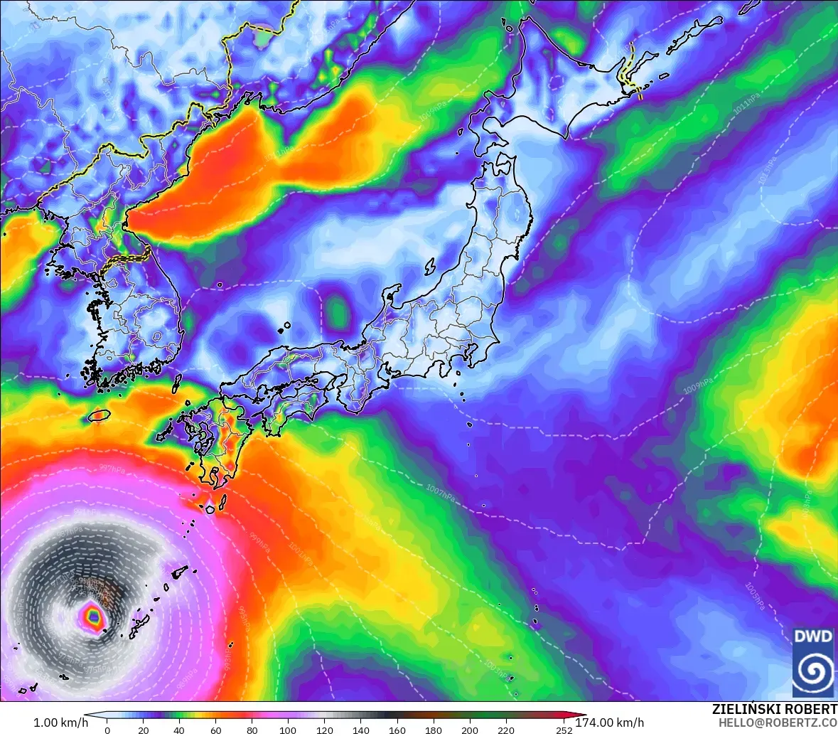 ICON modelo - Japón, Ráfagas de viento