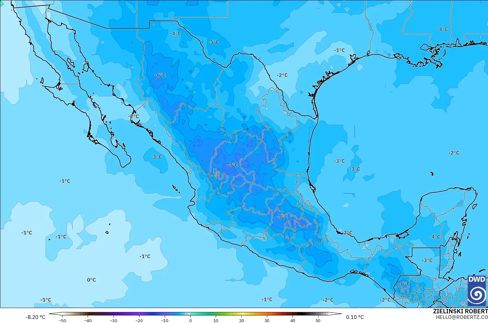 ICON modelo - México, Temperatura a 500 hPa