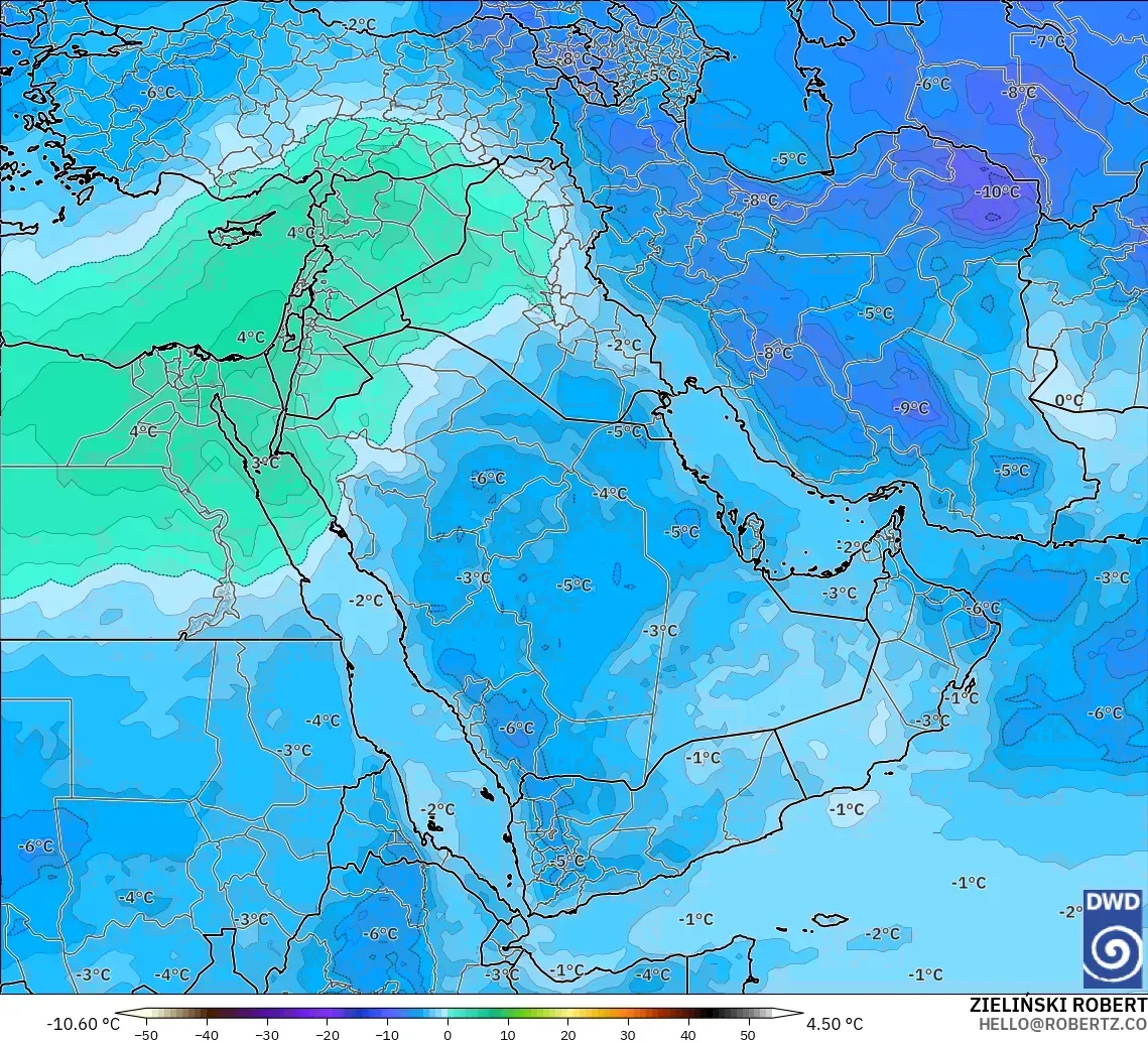 ICON modelo - Oriente Medio, Temperatura a 500 hPa