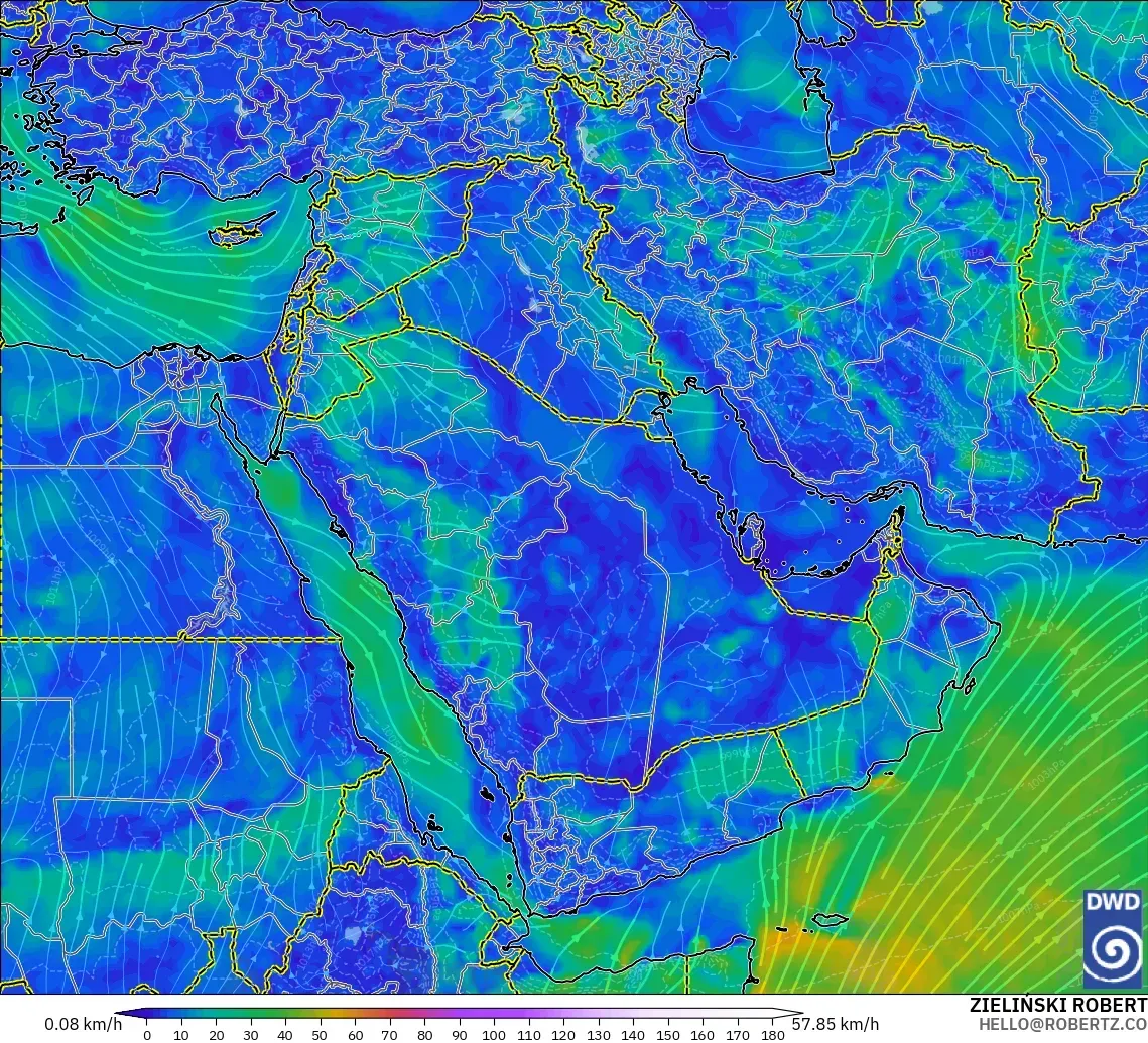 ICON modelo - Oriente Medio, Viento a 10 m