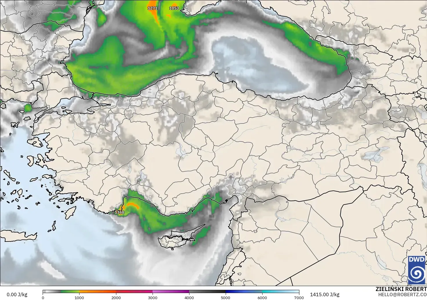 ICON modelo - Turquía, CAPE