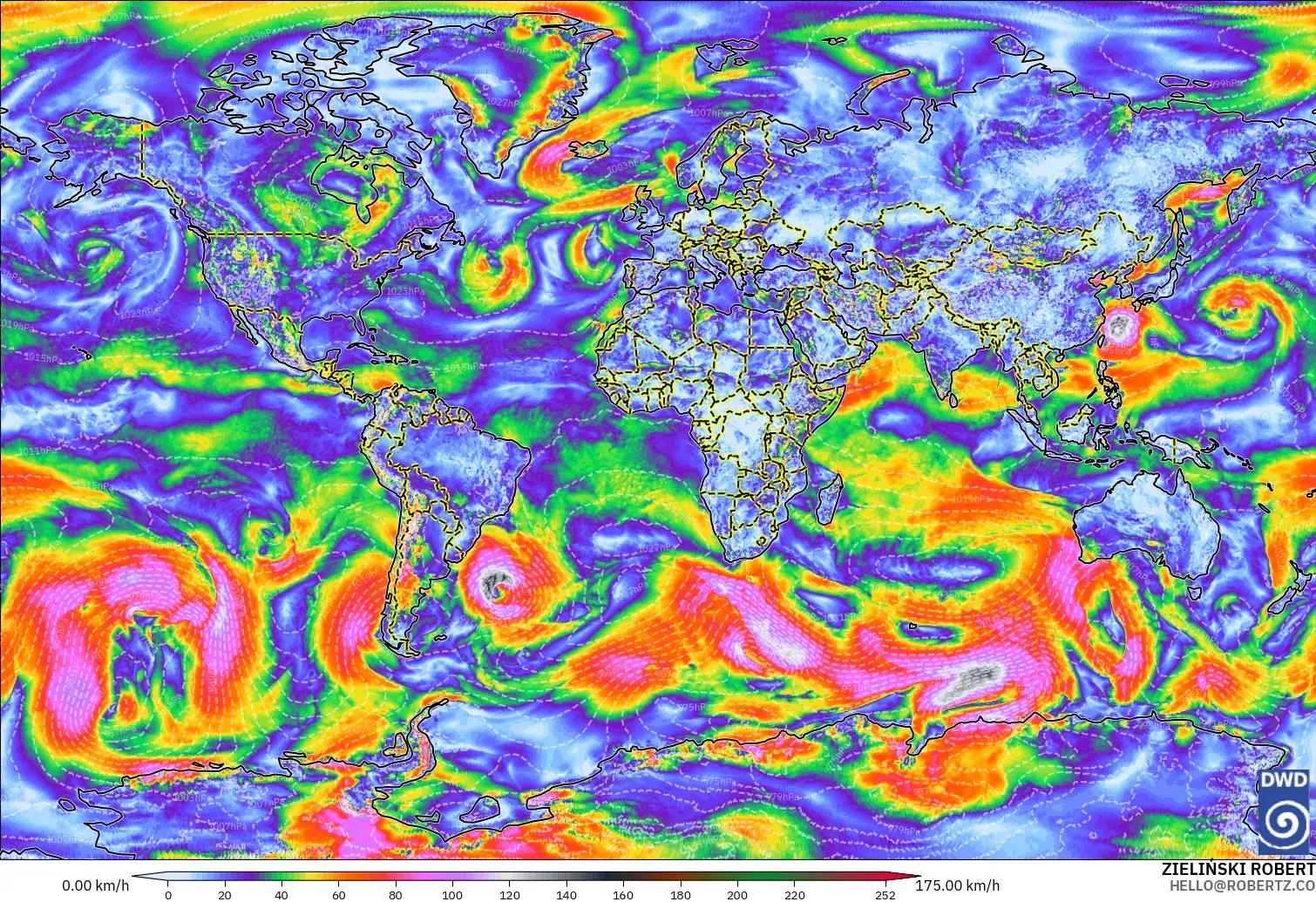 ICON modelo - Mundo, Ráfagas de Viento Máximas