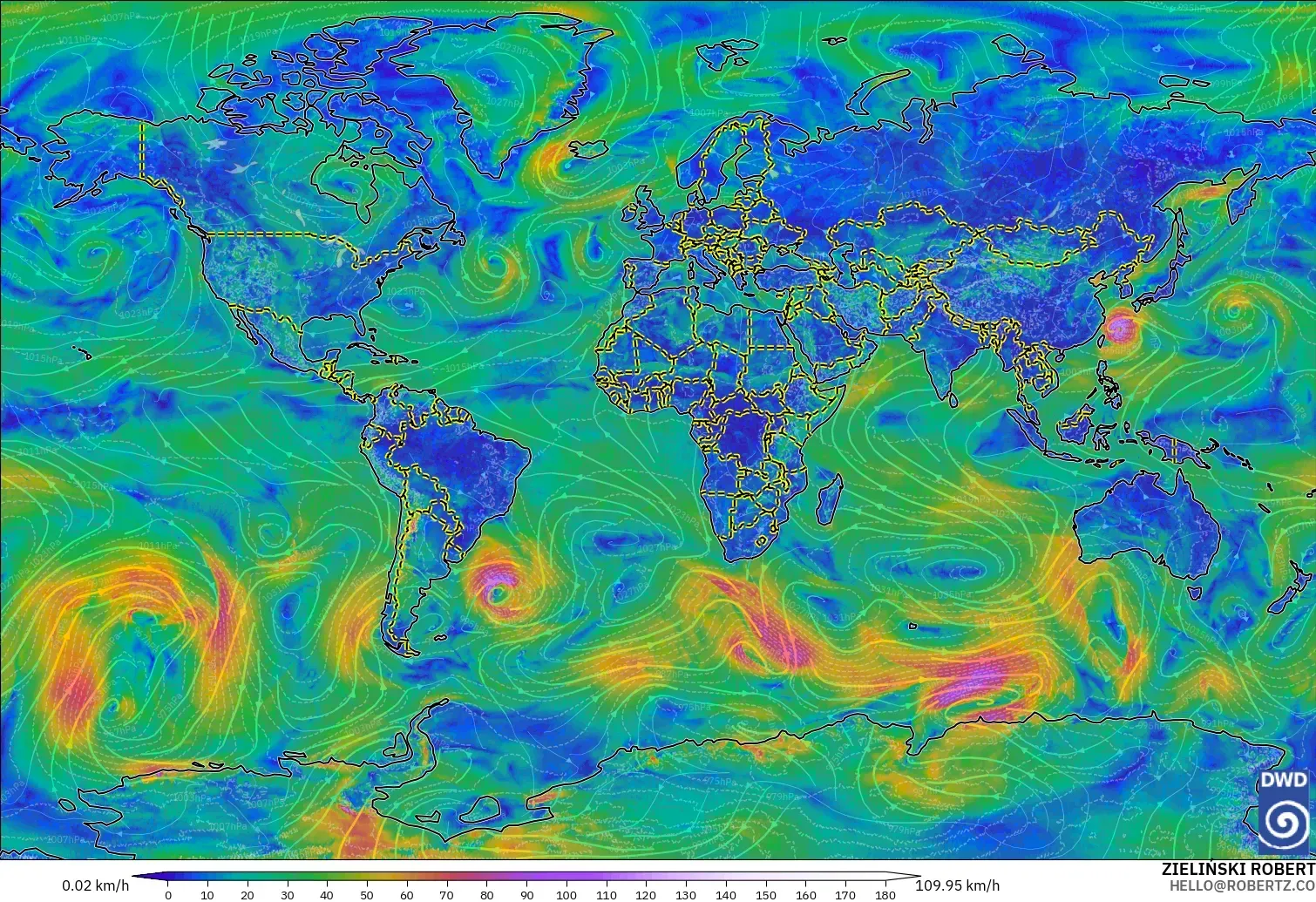 ICON modelo - Mundo, Viento a 10 m